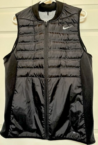 Nike Aeroloft Golf Vest Men's Lg Black Full Zip Quilted Pockets 801891-010