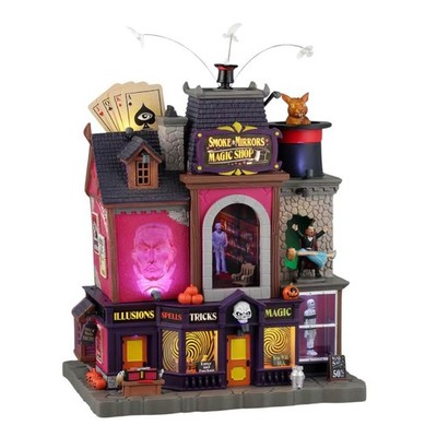Lemax Spooky Town Smoke & Mirrors Magic Shop Lighted Building