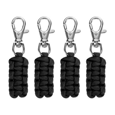 Paracord Zipper Pulls [4PCS] - Paracord Lanyard Keychain - [Black]