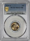 1938-D Mercury 10c Silver Dime PCGS MS 66+ FB Lavender & Pink Toning