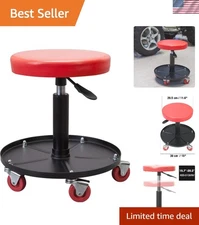 Heavy Duty Rolling Pneumatic Creeper Garage/Shop Seat - Large, Red