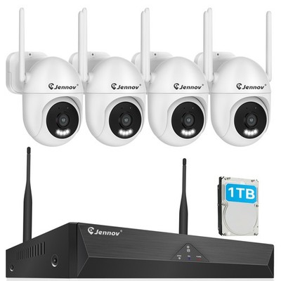 PTZ Security Camera System Wireless 5MP Outdoor IP Cameras Auto Tracking 1TB NVR