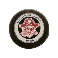 MARAUDER PIRATES 🏴‍☠HOCKEY Team League BYHA 🏒 PUCK LINDSAY MFG. MADE IN CANADA