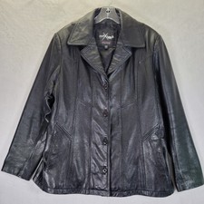 Wilsons Maxima Leather Jacket Womens Extra Large Black Lined Inside Pockets