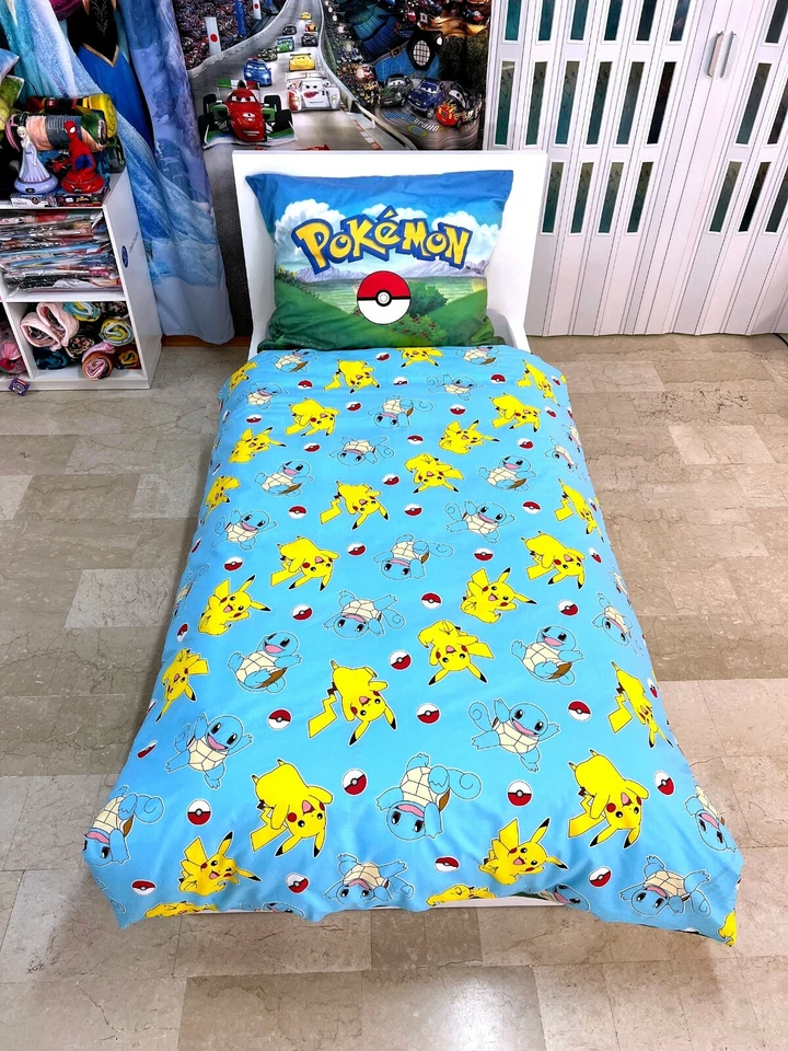 Pokemon Set Letto Singolo Copripiumino 140x200cm, Federa 100% Cotone Reversibile - Immagine 2 di 3