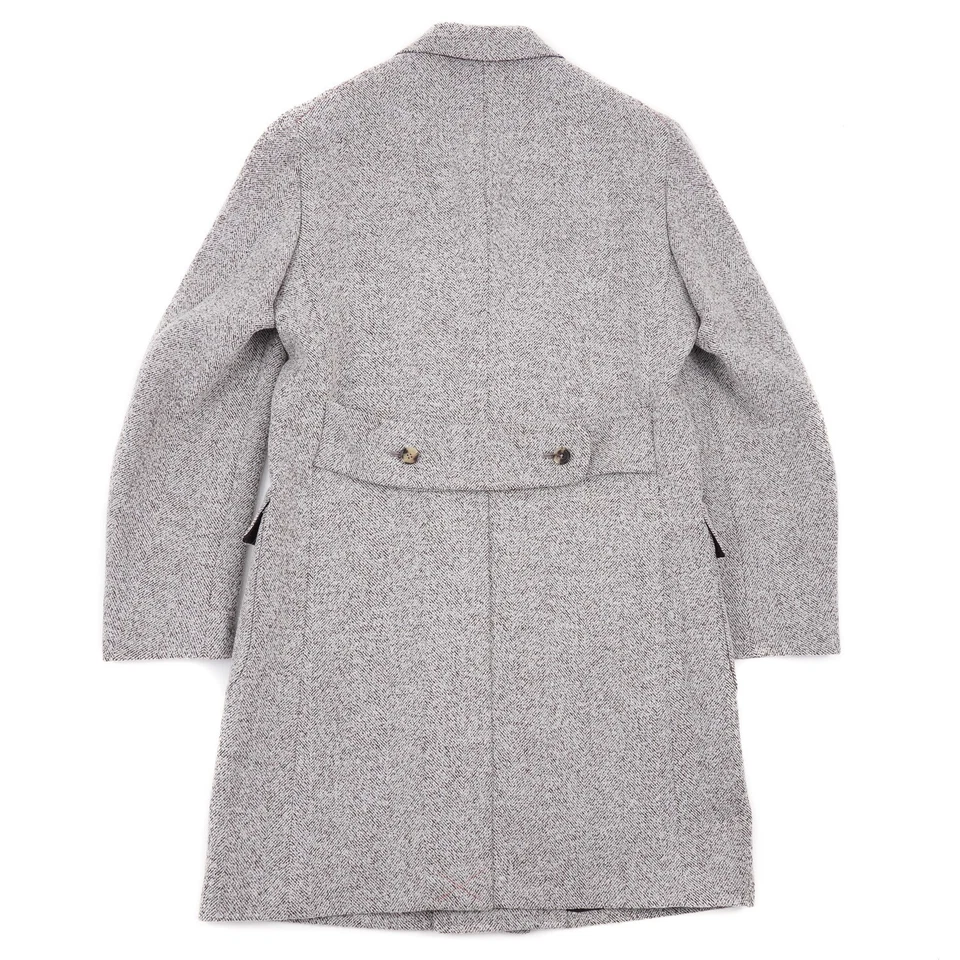 Isaia Slim-Fit Light Gray Herringbone Patterned Wool Overcoat 38R (Eu 48) NWT - Image 3 of 4