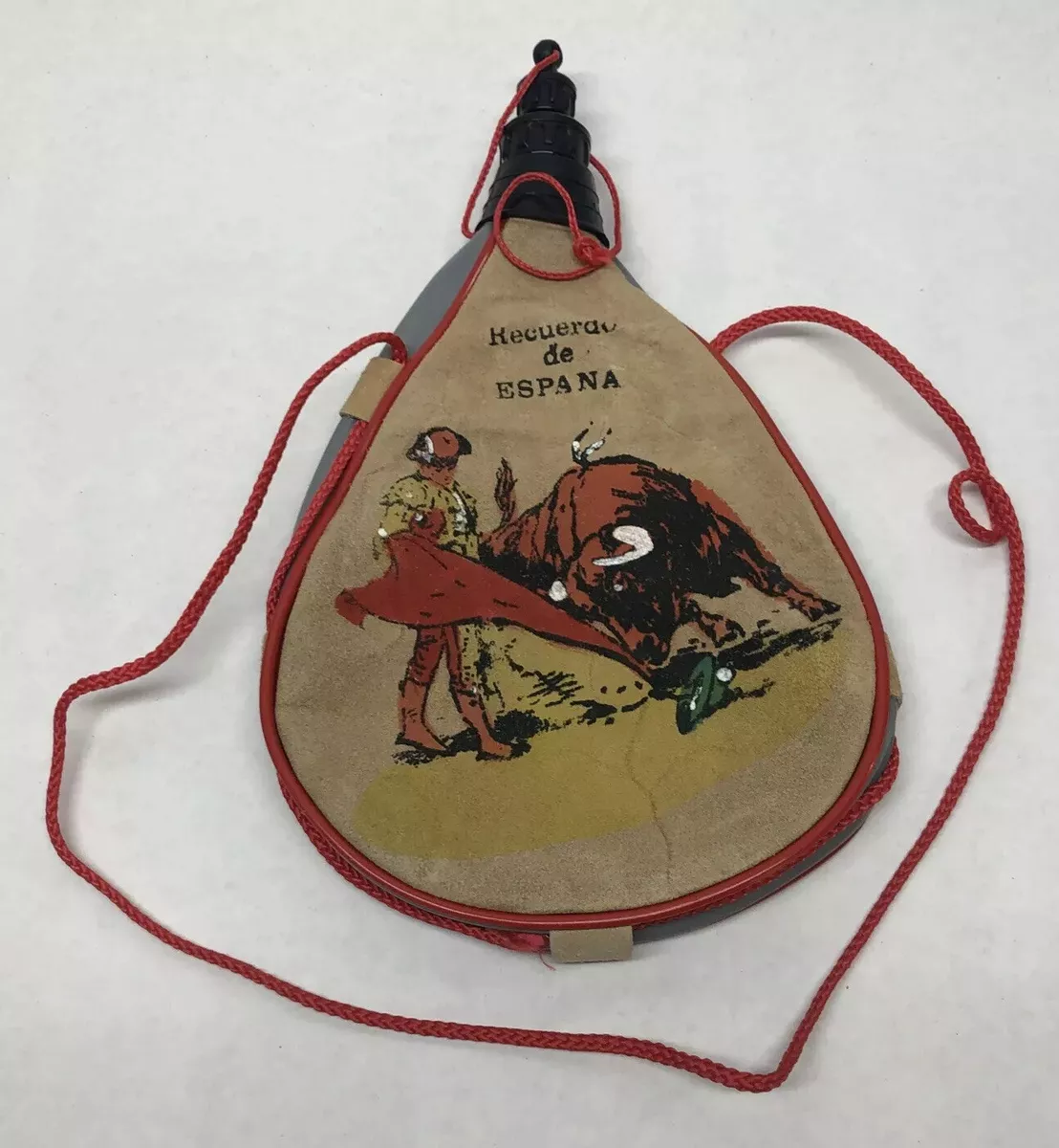 Souvenir Of Spain Bota Bag Canteen, “Recuerdo de Espana”, Torero And Bull