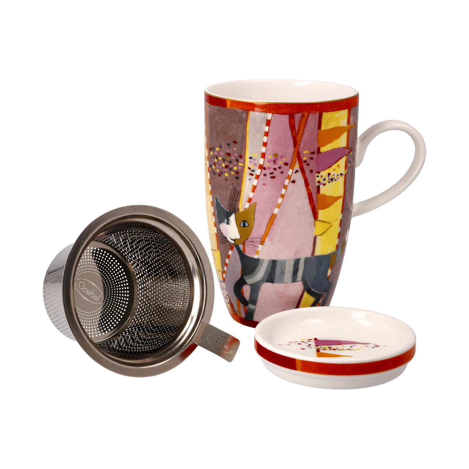 Rosina Wachtmeister  Sottosopra  Cat Tea Cup with Lid & Strainer