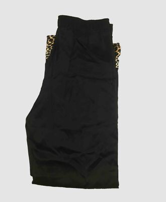 $495 Neiman Marcus Womens Black Silk Leopard Cuff Trousers Pull On Pants Size XS