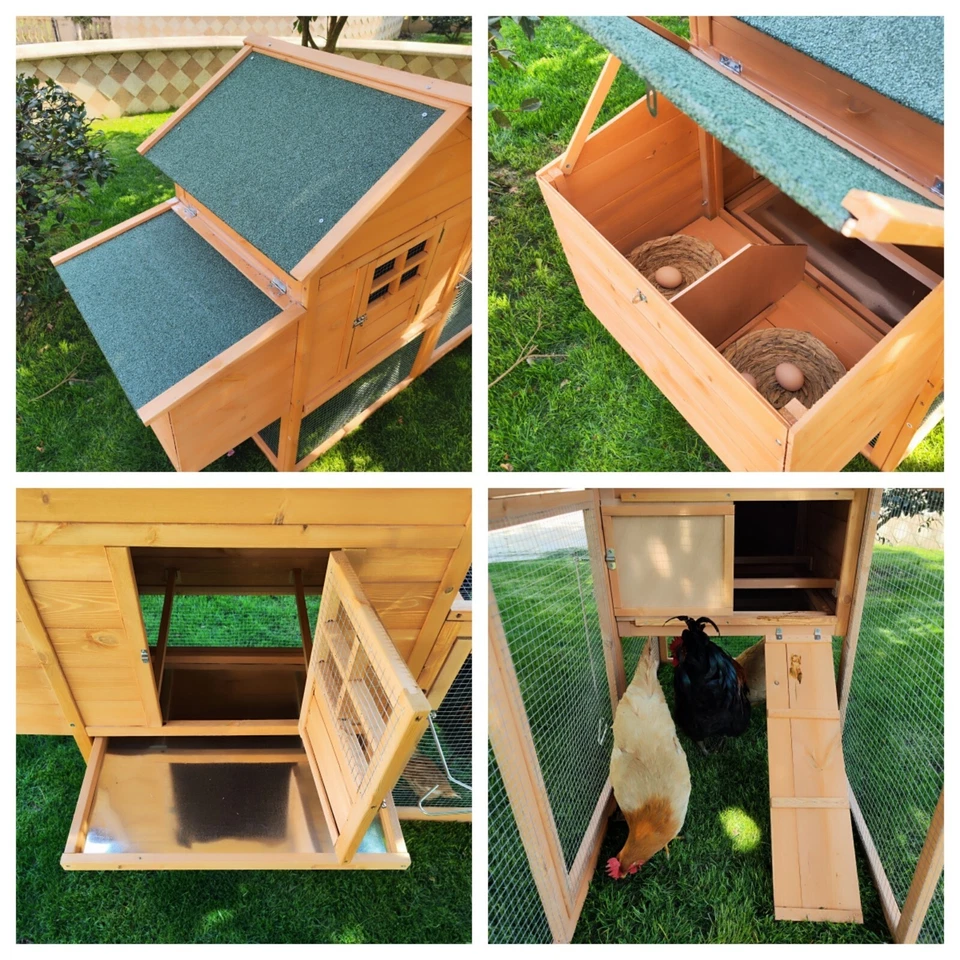 Gallinero al aire libre para 4-8 pollos de madera gallina conejo casa aves mascota cabaña Foto 3 de 4