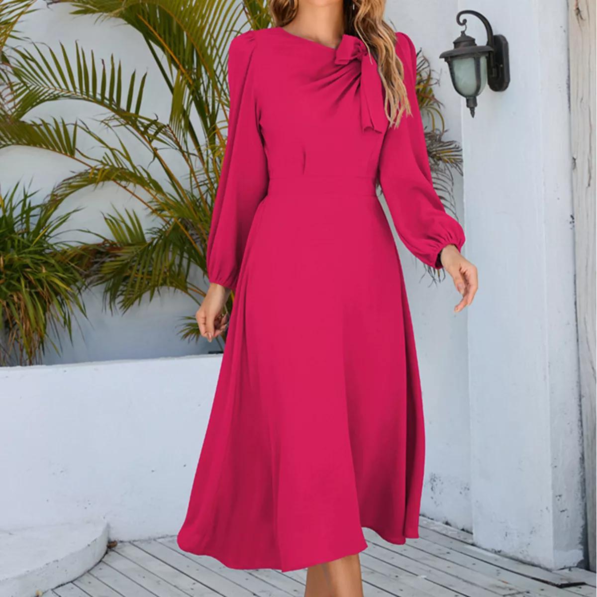 High waist bowknot dress deals