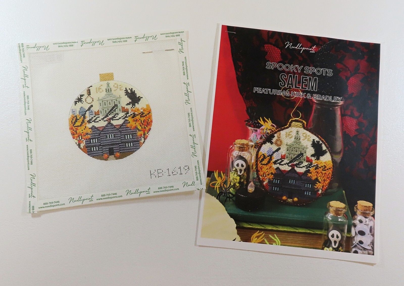 HANDPAINTED NEEDLEPOINT Kirk & Bradley "Salem" Ornament, Stitch Guide