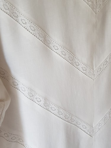 NIKKI VALENTINE - White Irish Linen Long Summer Shirt Dress - Size UK 12 - Picture 16 of 19