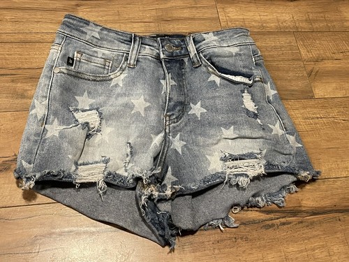 Judy Blue Star Print Distressed Cut-Off Shorts Size Small ~ NWOT