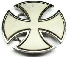 Iron Maltese Cross Biker Belt Buckle Silver Tone Large Men's Punk