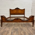 Antique Full Size Louis Xv Rococo Flame or Burled Bed