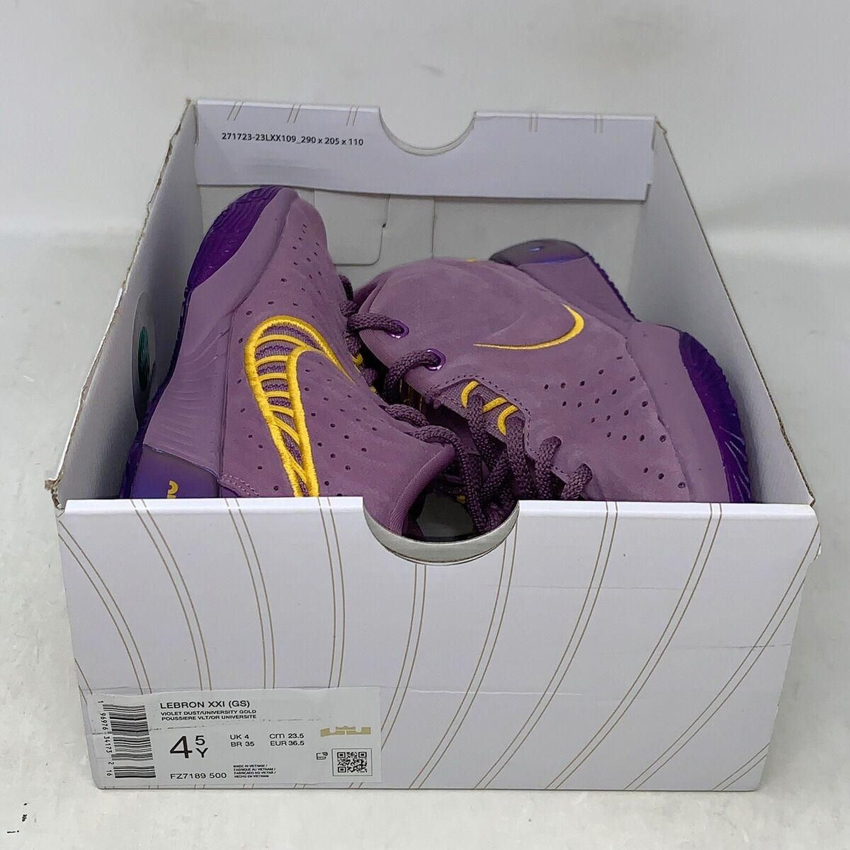 Nike Lebron 21 'LA Lakers' Purple Sneakers, Size 4.5Y / 6W Nike Lebron 21 'LA Lakers' Purple Sneakers, Size 4.5Y / 6W