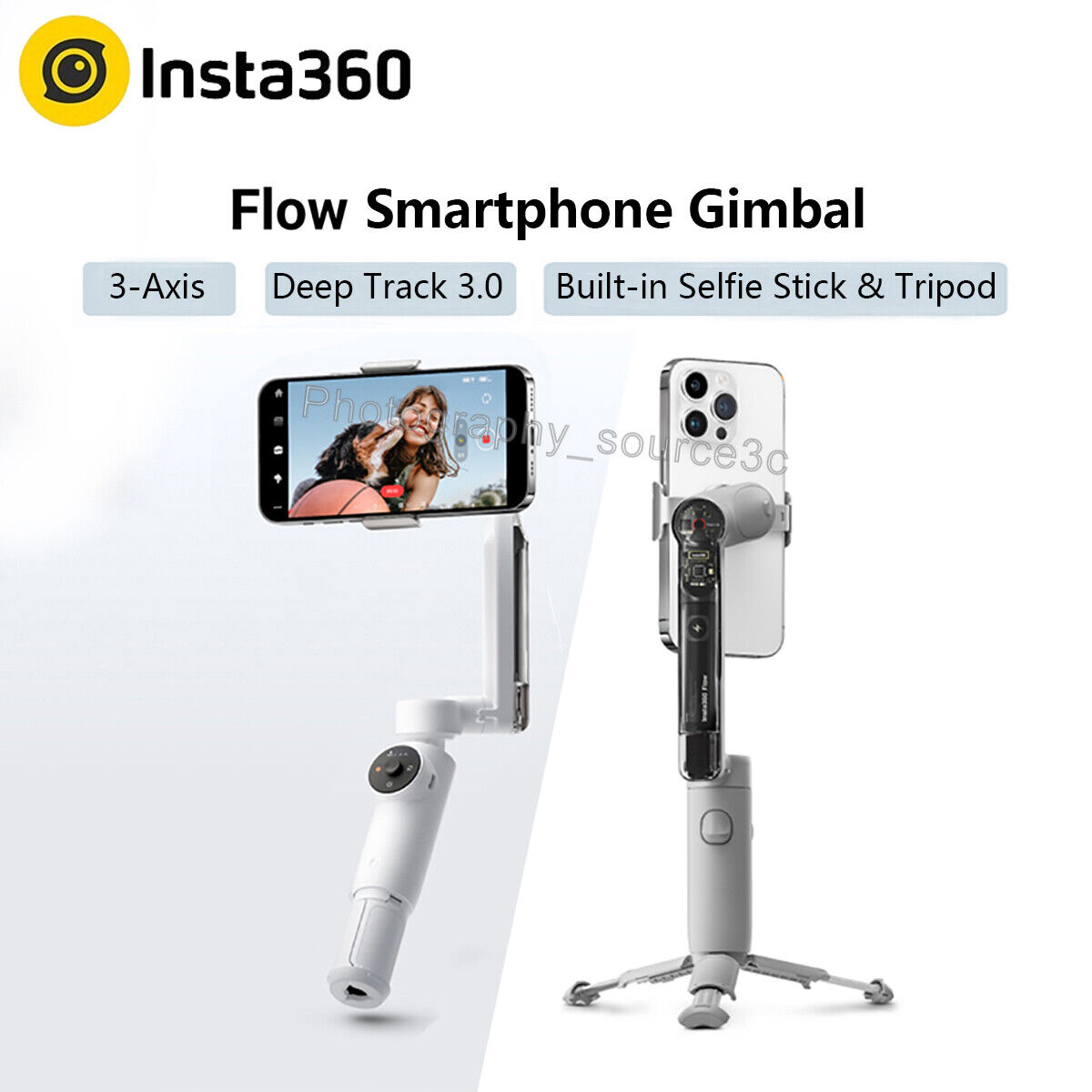 Insta360 Flow 3 Axis Gimbal Stabilizer with Built-in Selfie Stick and  Tripod User Manual