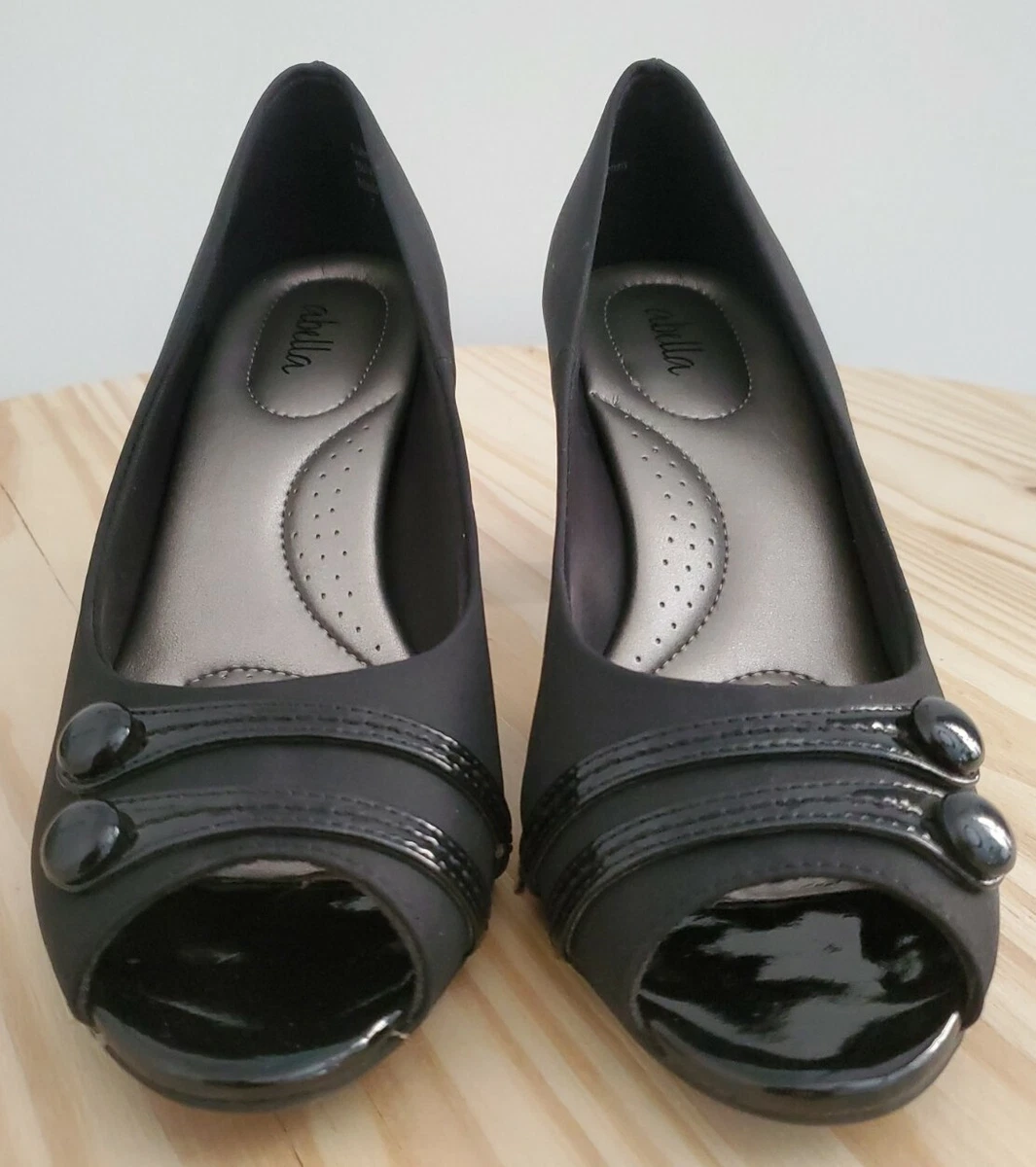 ABELLA Black Open Toe Pumps High Heel Shoes Women 7