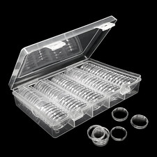 100Pack Coin Holder 25mm Clear Capsules Storage Box Display Case for US Quarters