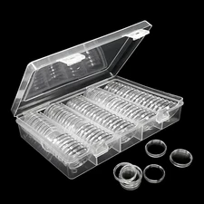 100Pack Coin Holder 25mm Clear Capsules Storage Box Display Case for US Quarters