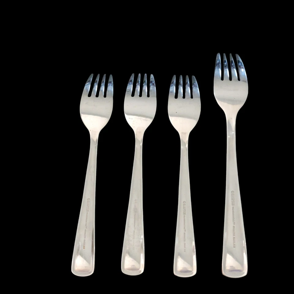 Hamilton Silversmith 4 Fork Set 1 Dinner 3 Salad Bevel Handle HSV167 Stainless - Image 3 of 4