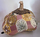 Fall Pumpkin Vtg Material Handsewn Brown Green Yellow 1950 Drapery Real Stem — photo 7