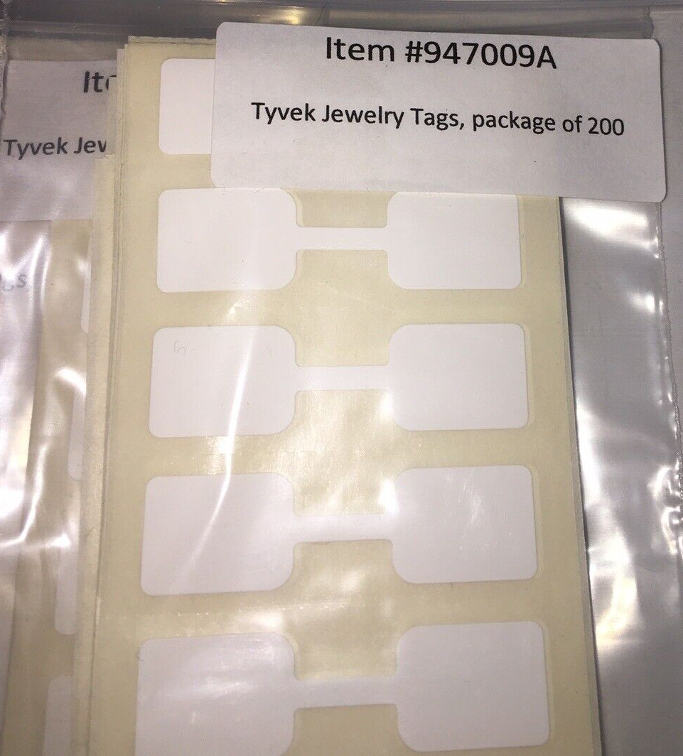 2000 Tyvek dumbell Jewelry & Ring Tags 947009A 52mm x 14mm eBay