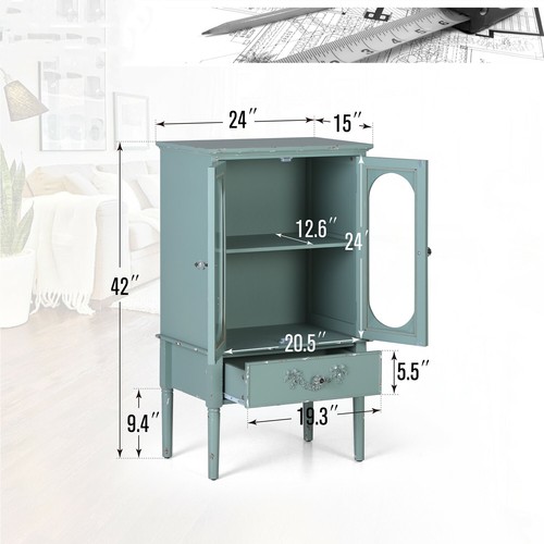Accent Storage Cabinet 2 Doors w/ Drawer Decorative Cabinet Buffet & Sideboard - Picture 7 of 11