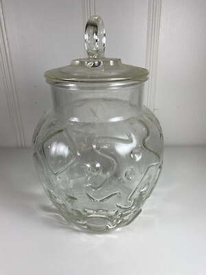 Vintage Hazel Atlas Christmas Cookie Jar clear glass with