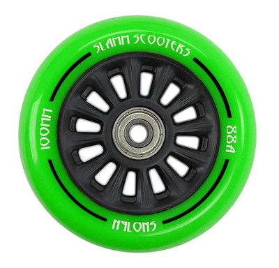 Slamm Scooter 100 mm Nylonkern Räder (Paar) blau oder grün KOSTENLOSER J&J'S AUFKLEBER