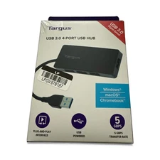Targus 4 Port USB Hub: High-Speed 400 Mbps Multiport Extender - Black