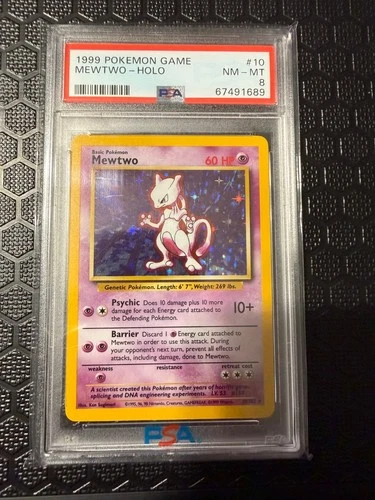 1999 POKEMON BASE SET #10 MEWTWO-HOLO PSA 8
