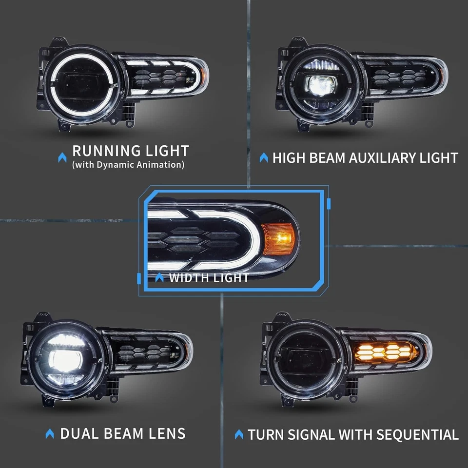 Para 2007–2015 Toyota FJ Cruiser LED projetor faróis conjunto par esquerda+direita - Imagem 2 de 4