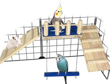 Bird Toy, Parrot Perch Platform with Swing and Ladder, Bird Perch Paw Grinding R