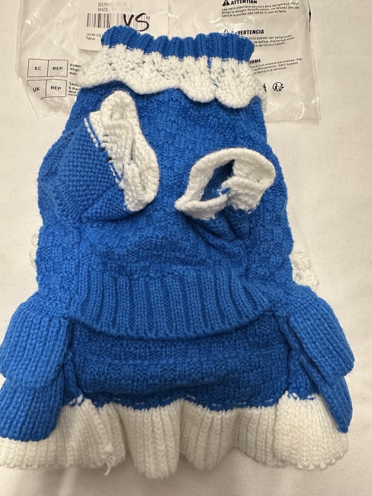 JOYTALE NEW blue and white dog sweater The Only Size We Have Is Extra Small ￼