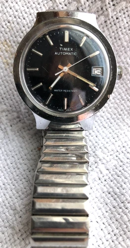 1978 Vintage Men's Timex Watch Viscount Automatic Date  - Blue Dial 36mm