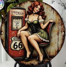 ROUTE 66 ALUMINUM Sign Rustic Metal Sign RETRO Garage Man Cave  GAS DINER OIL