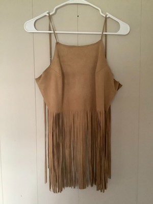 Darlove Jones Open Backt Faux Suede Leather Western Party Scene Y2K Medium Brown