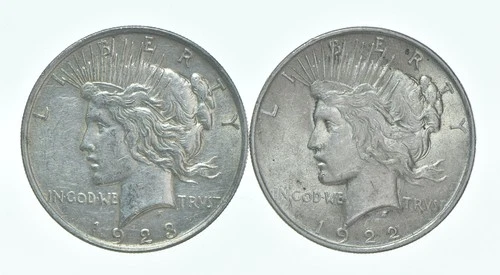 1923 &1922 Peace Silver Dollar $1 Bullion Collection Lot *152