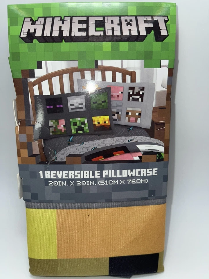 Funda de almohada estándar reversible Minecraft. Nuevo. 1 Pack. Enderman, Creeper, 20x30 Foto 2 de 4