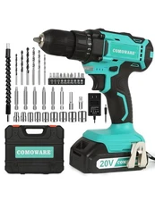 COMOWARE 20V Cordless Drill, Electric Power Drill Set with 1 Battery and Char