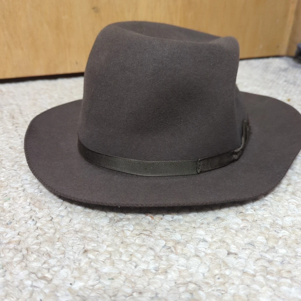 Sombrero Stetson Para Hombres 7 EE. UU. 7 1/2 Marrón De Lujo Fieltro Enrollable Viaje Fedora Talla 60 Foto 4 de 4