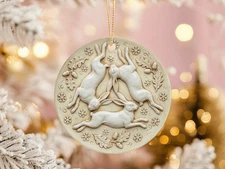 Three Hares Yule Ornament Trinity Symbol Pagan Solstice Oak Celtic Knot Gift