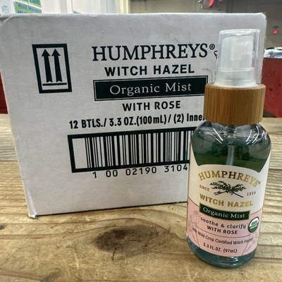 Humphreys Witch Hazel Organic Mist Soothe Clarify Rose 3.3oz 12 count box
