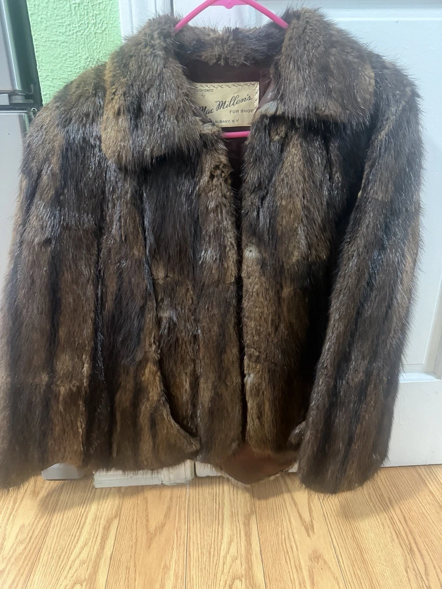 Capa De Piel De Visón Wincrest Vintage Marrón Beige Negro Crema Patchwork Con Bolsillos Gancho Frontal OS Talla única Winkelmans - España