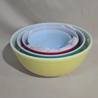 Vintage Pyrex Primary Color Nesting Mixing Bowl Set 4 Yellow Red Blue Green