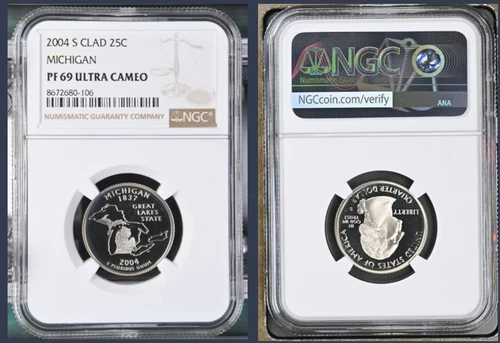2004-S Clad Michigan State Quarter - NGC PF69 Ultra Cameo *Freshly Graded*
