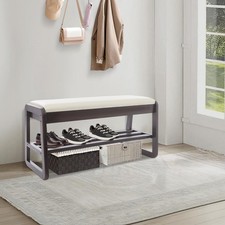 Entryway Shoe Bench Boots Rack Shoes Stand Stool W/ Cushion & Storage Space Home