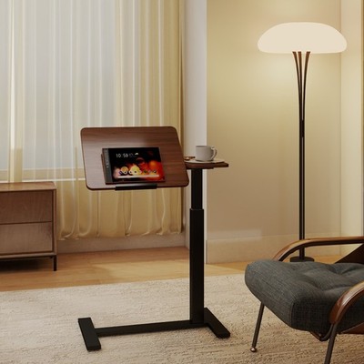 Adjustable Height Overbed Desk Rolling Laptop Table Angle Adjustable Flip